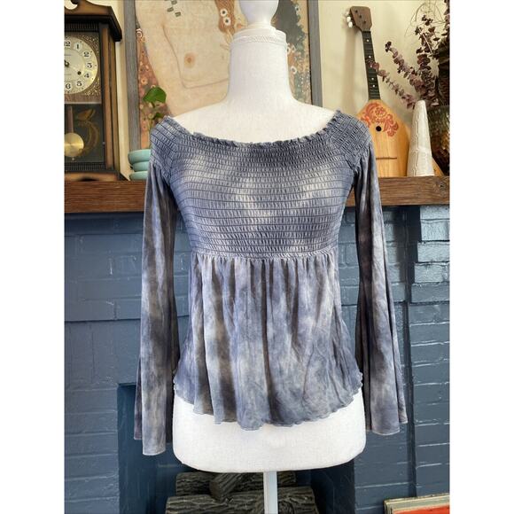 American Eagle S Lot of 2 Women's Tops Ruffle Crop Floral Shirts Peasant Smocked - Picture 2 of 10